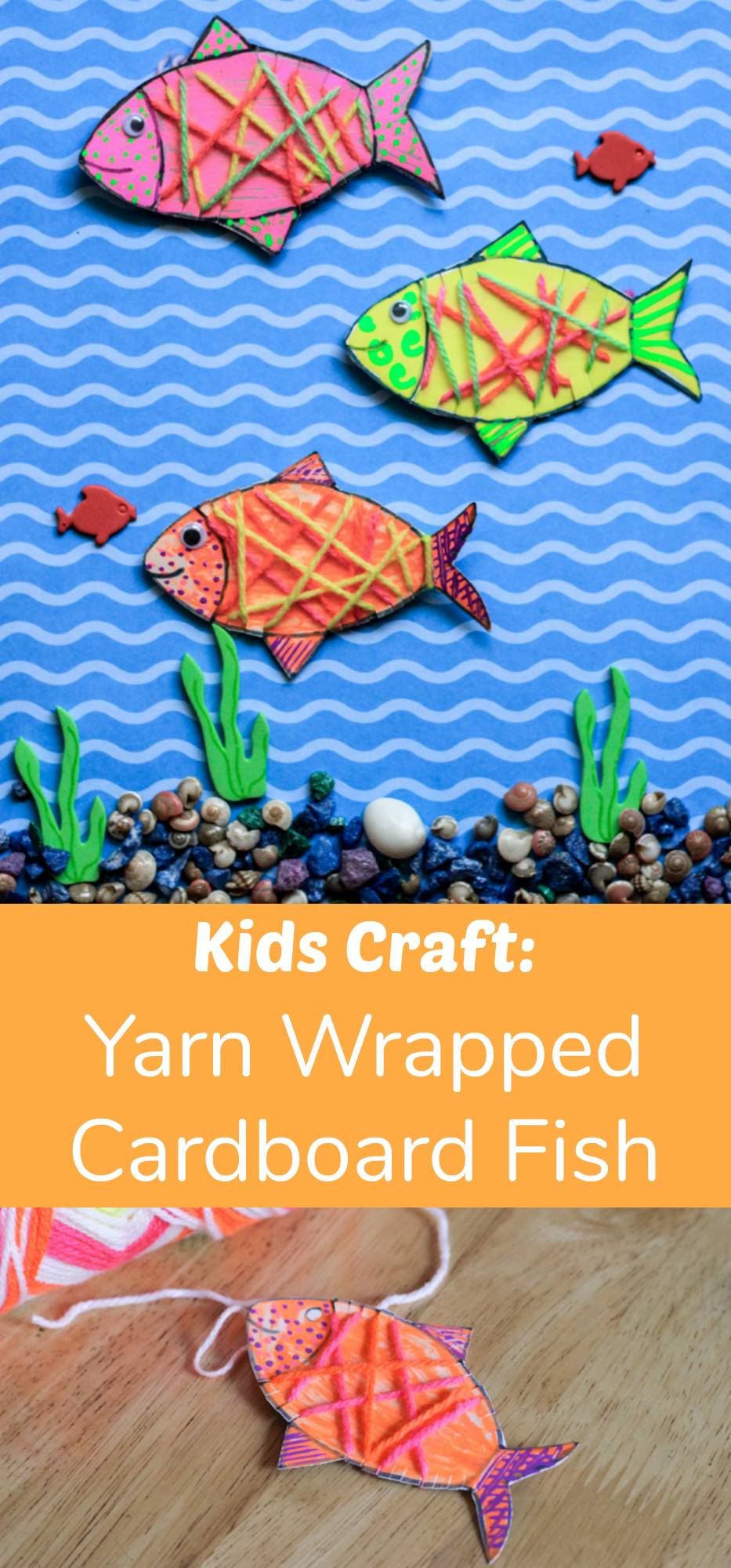 Yarn Wrapped Cardboard Fish Kids Craft