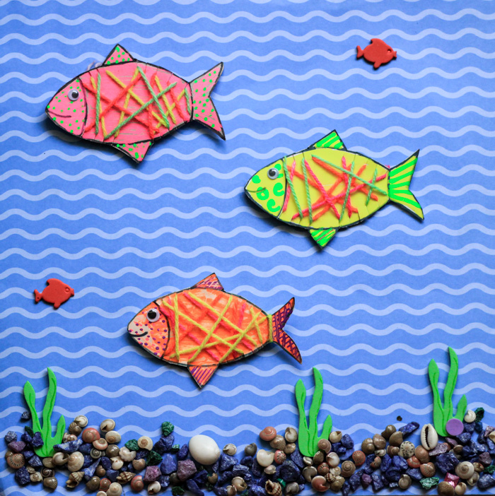 Yarn Wrapped Cardboard Fish