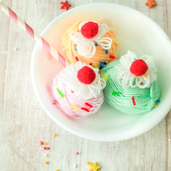 Yarn Wrapped Ice Cream Sundae Kids Craft