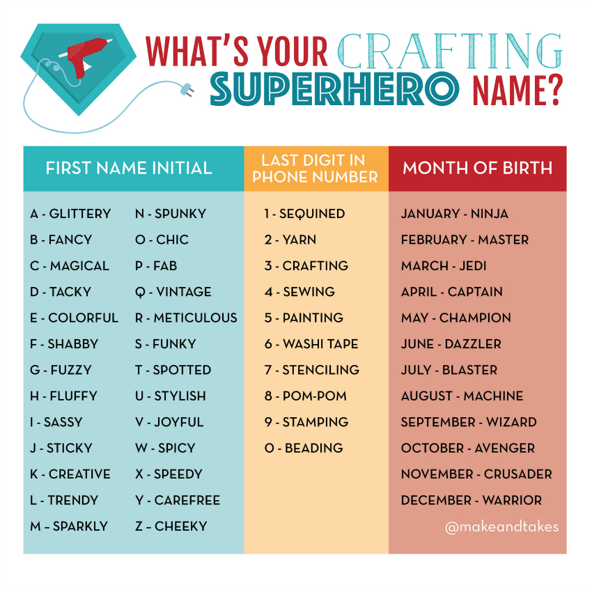 Your Crafting Superhero Name