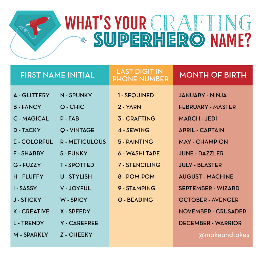 Your Crafting Superhero Name