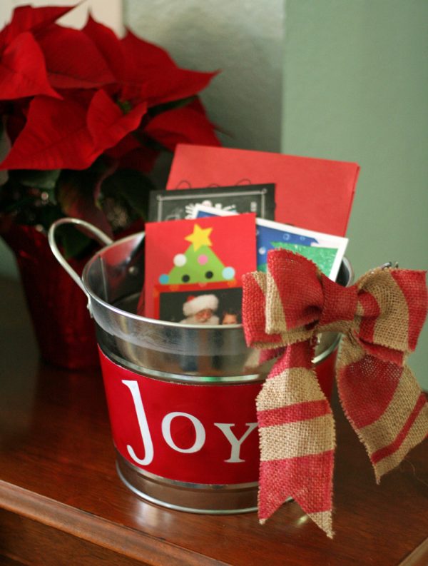 Airbrushed Christmas Card Holder Bucket