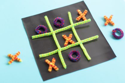 Magnetic Pipe Cleaner Tic Tac Toe game