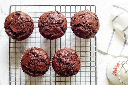 Delish Nutella Stuffed Double Chocolate Muffins