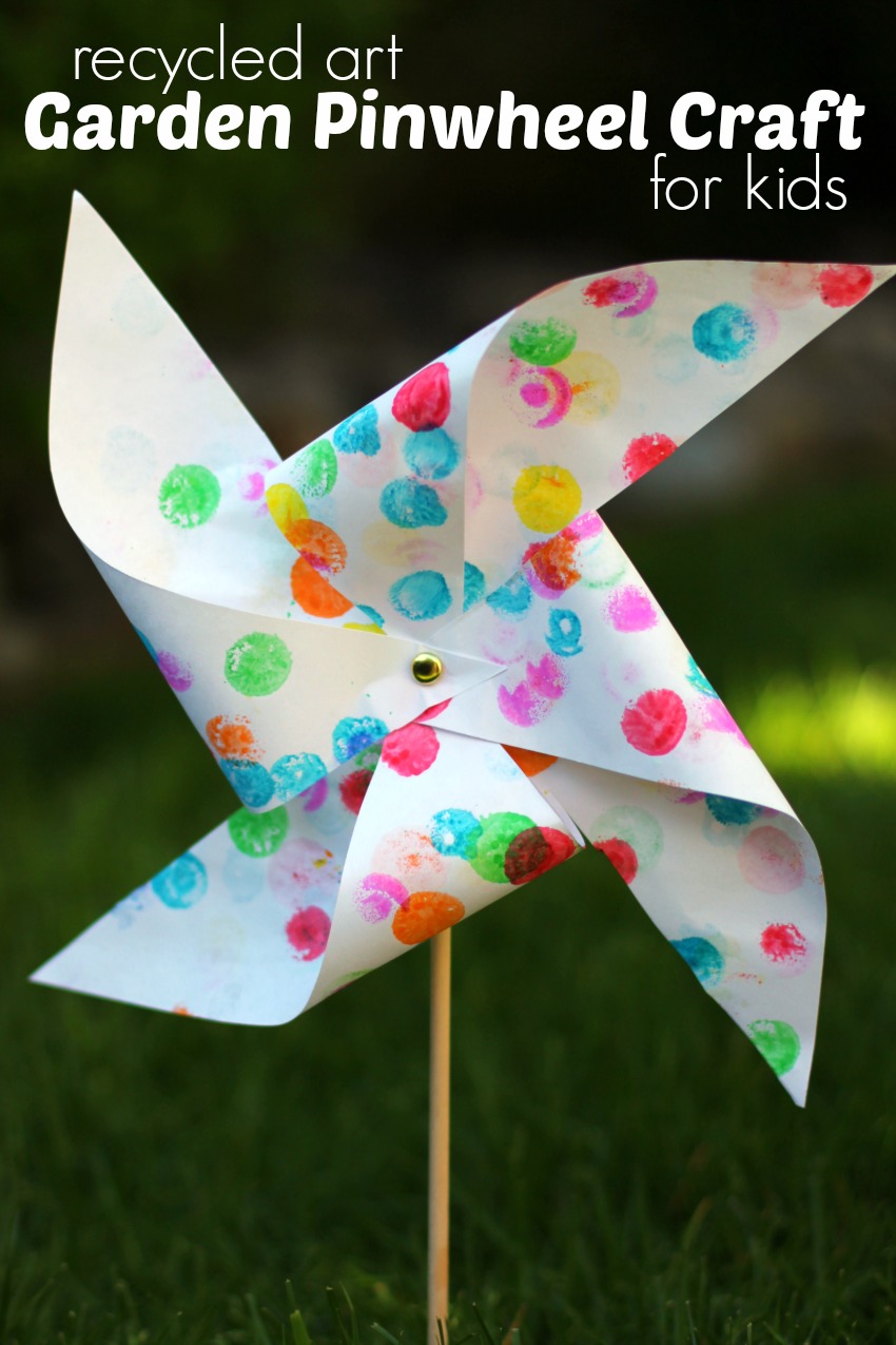 Garden Pinwheel Craft for Kids from Recycled Artwork ...