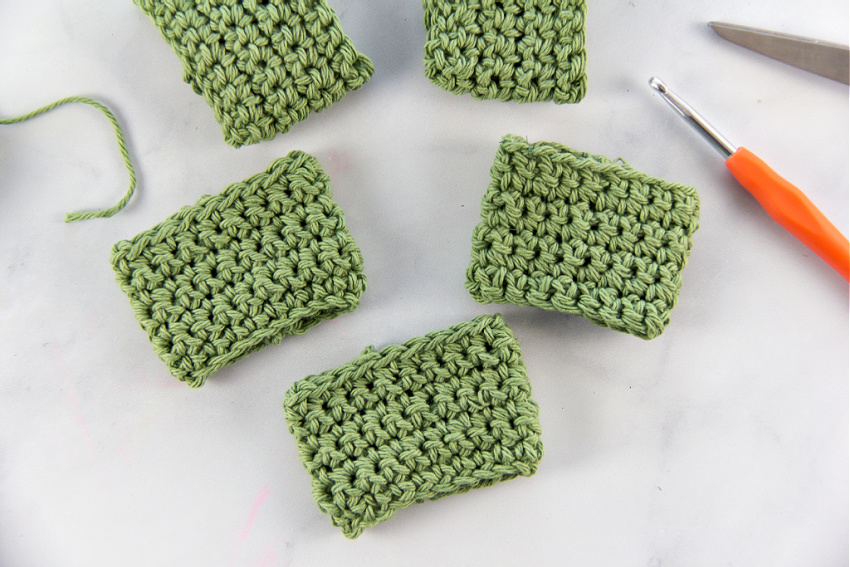 green crochet napkin rings