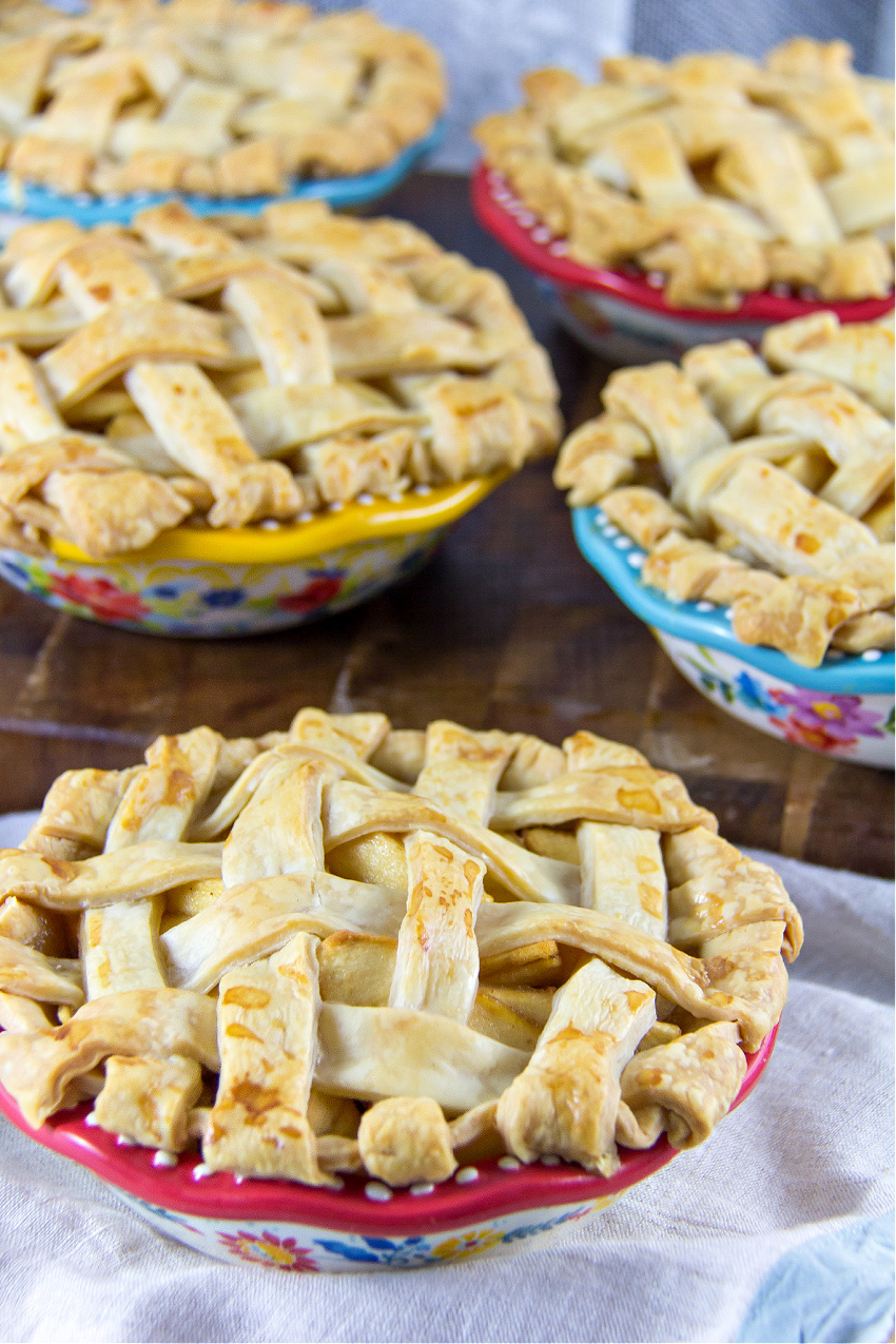 mini apple pies made in pioneer woman pie dishes