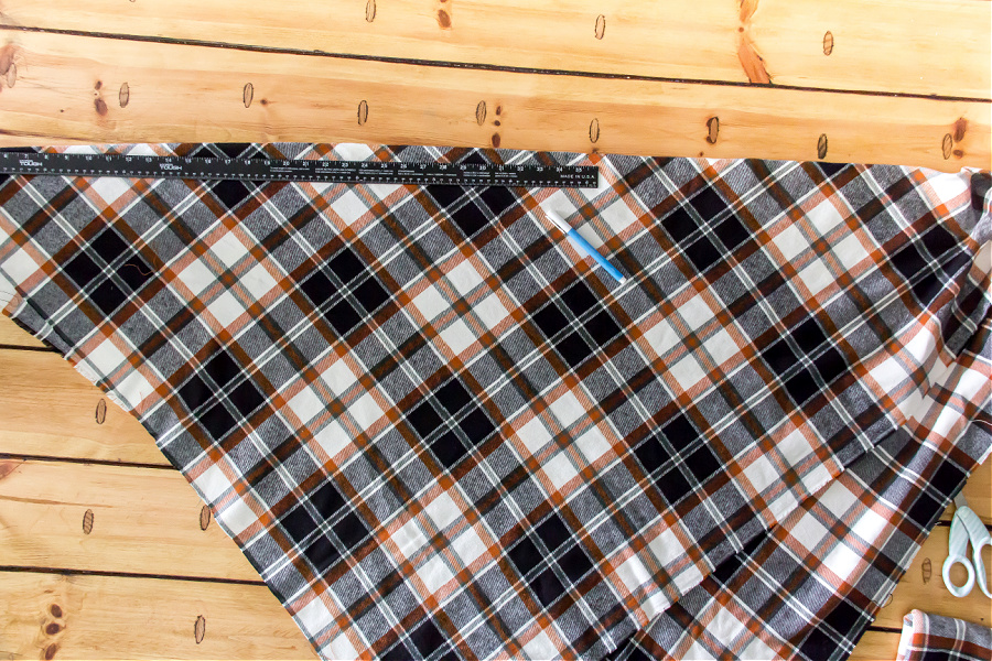 flannel fall fabric being turned into a poncho