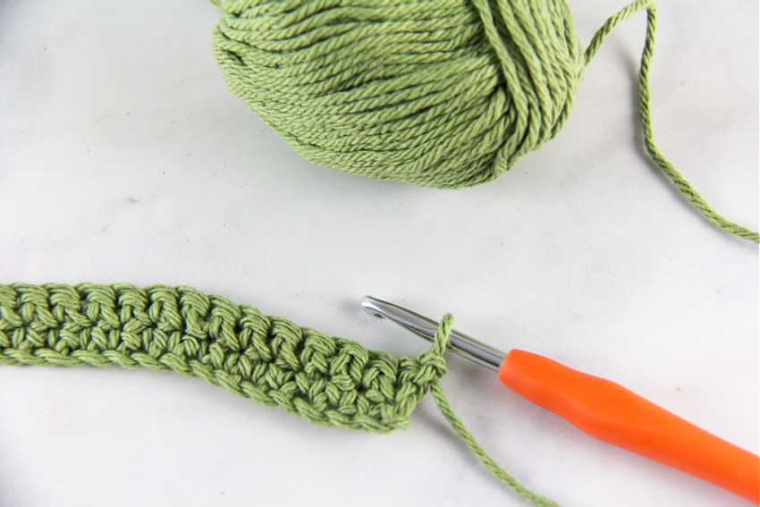 single crochet on a crochet hook
