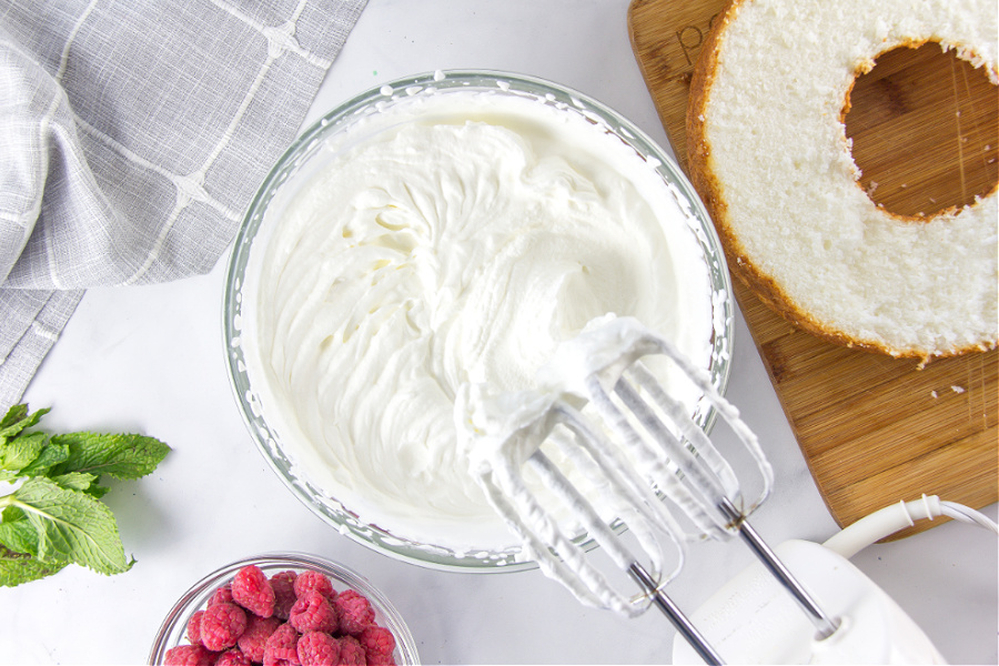 heavy whipping cream that has been whipped using beaters