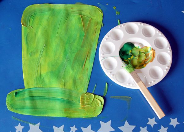 Painting leprechaun hats with color mixing