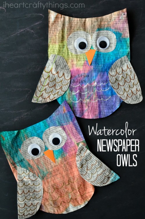 Colorful Newspaper Owl Craft for Kids