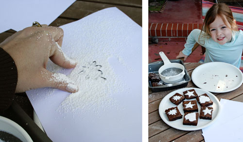 Stenciled Brownies Sugar Spreading