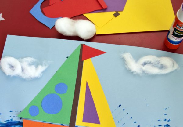 Rainbow sailboat art project for kids
