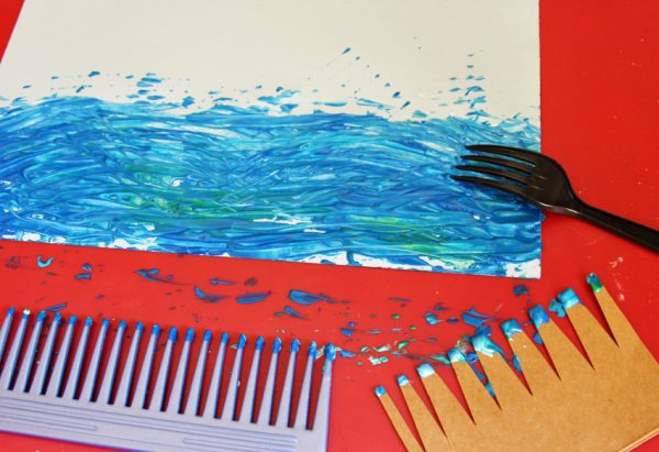 Ocean painting with combs