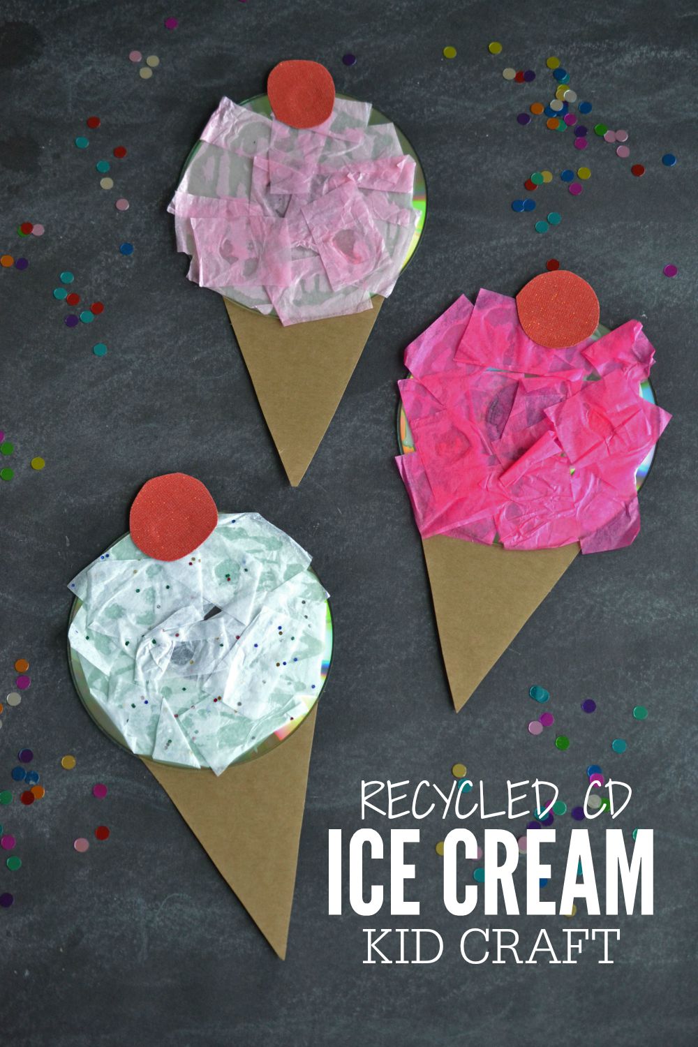 Recycled CD Ice Cream Kid Craft Make and Takes