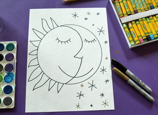 Sun and moon marker drawing