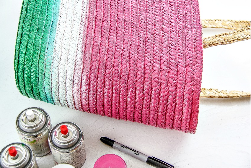 Thrifty DIY: Painted Straw Tote Bag - Design Improvised
