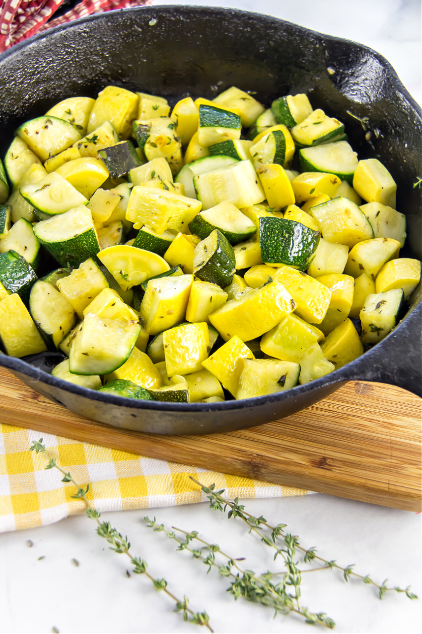 zucchini and yellow squash sauteed in garlic butter